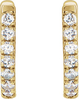 14K Gold Round Natural Diamond Accented U-Hoop Earrings – 8.1x8.1mm - Yellow Gold - view 2