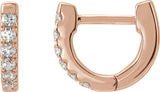 14K Gold Round Natural Diamond Accented U-Hoop Earrings – 8.1x8.1mm - Rose Gold