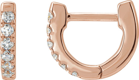 14K Gold Round Natural Diamond Accented U-Hoop Earrings – 8.1x8.1mm - Rose Gold
