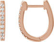 14K Gold Round Natural Diamond Accented U-Hoop Earrings – 8.1x8.1mm - Rose Gold