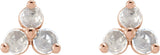 14K Gold Natural Diamond Round Three-Stone Earrings - Rose Gold - view 2
