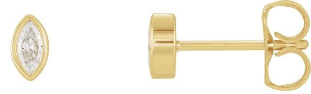 14K Gold Natural Diamond Marquise Bezel-Set Stud Earrings - Yellow Gold
