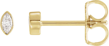 14K Gold Natural Diamond Marquise Bezel-Set Stud Earrings - Yellow Gold