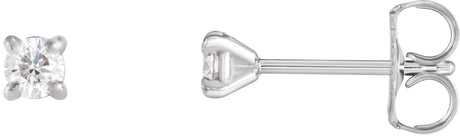 14K Gold Natural Diamond Round 4-Prong Cocktail-Style Claw Stud Earrings - White Gold