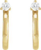 14K Gold Round Natural Diamond Accented Hoop Earrings VIII - Yellow Gold - view 2