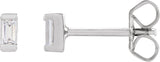 14K Gold Lab-Grown Diamond Straight Baguette Bezel-Set Stud Earrings - White Gold