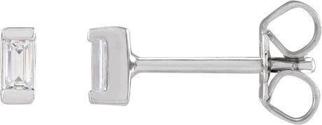 14K Gold Lab-Grown Diamond Straight Baguette Bezel-Set Stud Earrings - White Gold
