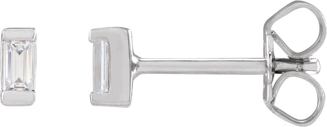 14K Gold Lab-Grown Diamond Straight Baguette Bezel-Set Stud Earrings - White Gold