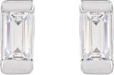 14K Gold Lab-Grown Diamond Straight Baguette Bezel-Set Stud Earrings - White Gold - view 2