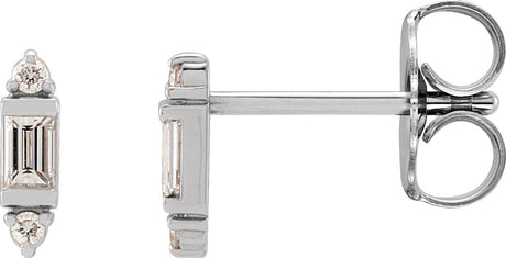 Platinum Straight Baguette Natural Diamond Accented Earrings