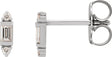 14K Gold Straight Baguette Natural Diamond Accented Earrings - White Gold