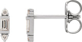 14K Gold Straight Baguette Natural Diamond Accented Earrings - White Gold
