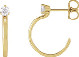 14K Gold Round Natural Diamond Accented Hoop Earrings VIII - Yellow Gold