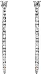 14K Gold Round Natural Diamond Hoop Earrings II - White Gold - view 2