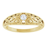 14K Gold Round Natural Diamond Solitaire Ring II - Yellow Gold - view 3