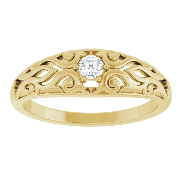 14K Gold Round Natural Diamond Solitaire Ring II - Yellow Gold - view 3