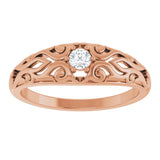 14K Gold Round Natural Diamond Solitaire Ring II - Rose Gold - view 3
