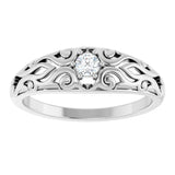 14K Gold Round Natural Diamond Solitaire Ring II - White Gold - view 3