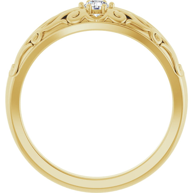 14K Gold Round Natural Diamond Solitaire Ring II - Yellow Gold - view 2