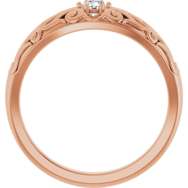 14K Gold Round Natural Diamond Solitaire Ring II - Rose Gold - view 2
