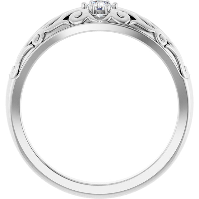 Platinum Round Natural Diamond Solitaire Ring II - view 5