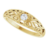 14K Gold Round Natural Diamond Solitaire Ring II - Yellow Gold - view 5
