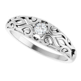 14K Gold Round Natural Diamond Solitaire Ring II - White Gold - view 5