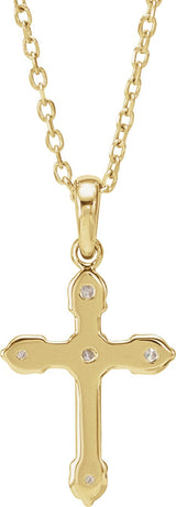 14K Gold Round Natural Diamond Cross Necklace or Pendant – up to 0.07 CTW - Yellow Gold - view 3