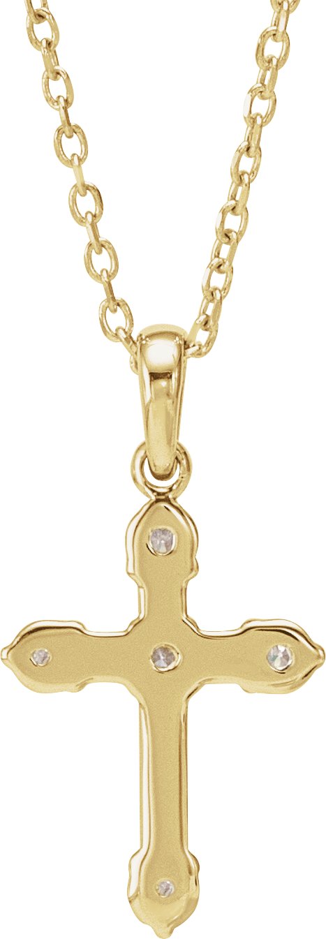 14K Gold Round Natural Diamond Cross Necklace or Pendant – up to 0.07 CTW - Yellow Gold - view 3