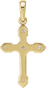 14K Gold Round Natural Diamond Cross Necklace or Pendant – up to 0.07 CTW - Yellow Gold - view 3