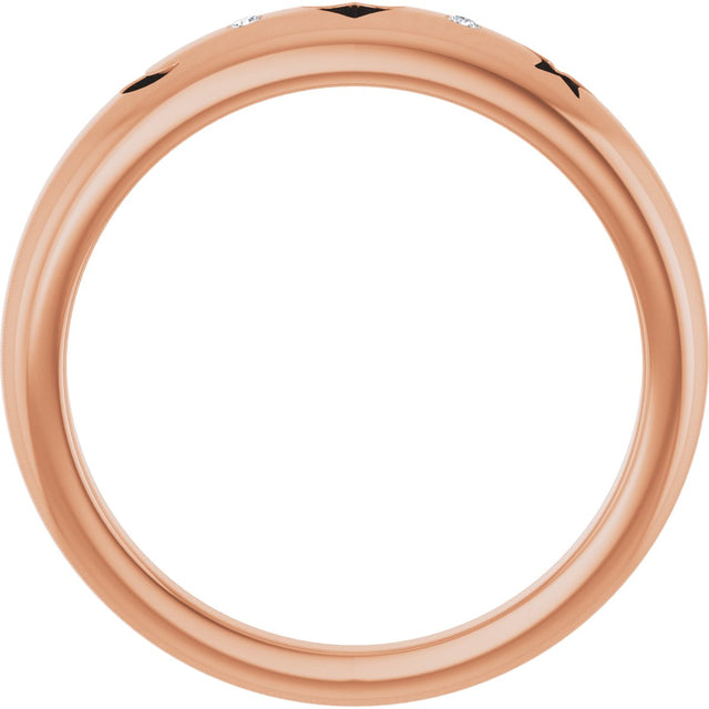 14K Gold Round Natural Diamond Accented Celestial Pierced Ring - Rose Gold - view 2