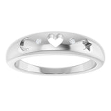 Platinum Round Natural Diamond Accented Celestial Pierced Ring - view 3