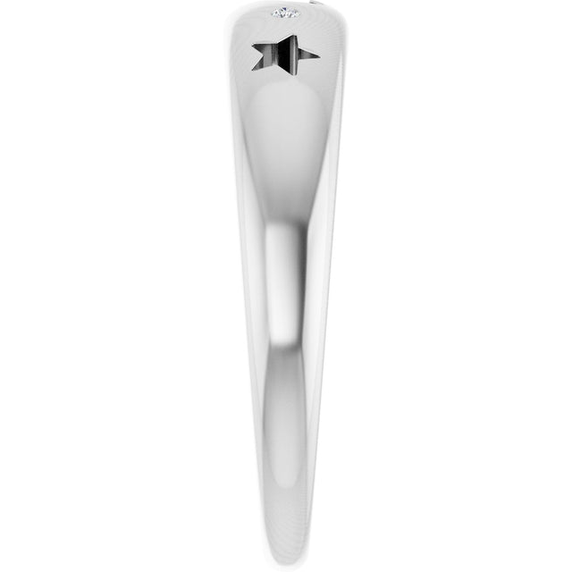 Platinum Round Natural Diamond Accented Celestial Pierced Ring - view 4