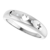 Platinum Round Natural Diamond Accented Celestial Pierced Ring - view 5