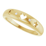14K Gold Round Natural Diamond Accented Celestial Pierced Ring - Yellow Gold - view 5