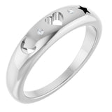 14K Gold Round Natural Diamond Accented Celestial Pierced Ring - White Gold