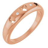 14K Gold Round Natural Diamond Accented Celestial Pierced Ring - Rose Gold