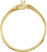 14K Gold Round Natural Diamond Interlocking Ring - Yellow Gold - view 2