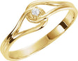 14K Gold Round Natural Diamond Interlocking Ring - Yellow Gold