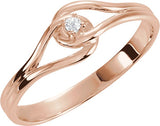 14K Gold Round Natural Diamond Interlocking Ring - Rose Gold