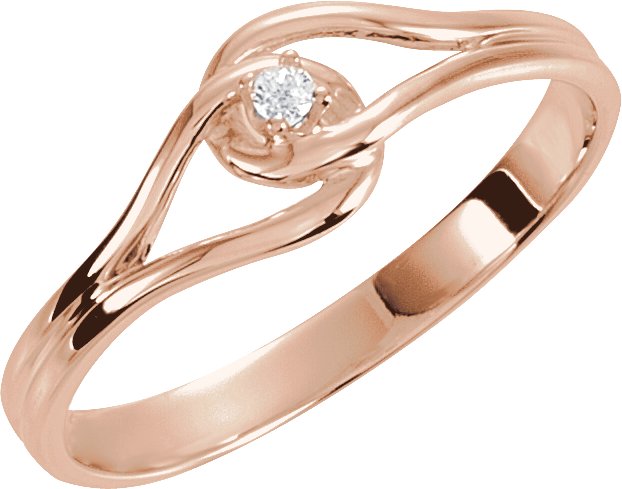 14K Gold Round Natural Diamond Interlocking Ring - Rose Gold