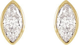 14K Gold Natural Diamond Marquise Bezel-Set Stud Earrings - Yellow Gold - view 2