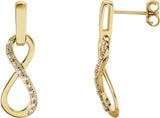 14K Gold Round Natural Diamond Infinity-Inspired Earrings - Yellow Gold