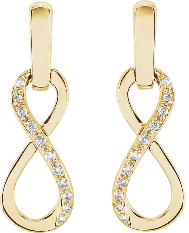14K Gold Round Natural Diamond Infinity-Inspired Earrings - Yellow Gold - view 2
