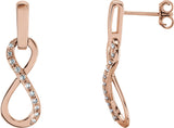 14K Gold Round Natural Diamond Infinity-Inspired Earrings - Rose Gold