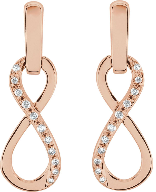 14K Gold Round Natural Diamond Infinity-Inspired Earrings - Rose Gold - view 2