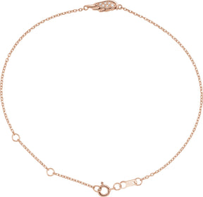 14K Gold Round Natural Diamond Angel Wing Bracelet - Rose Gold