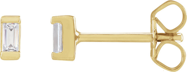 14K Gold Lab-Grown Diamond Straight Baguette Bezel-Set Stud Earrings - Yellow Gold