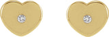 14K Gold Round Natural Diamond Youth Heart Earrings - Yellow Gold - view 2