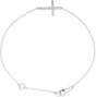 14K Gold Round Natural Diamond Sideways Cross Bracelet